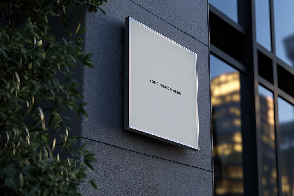 Square Building Wall Sign Mockup Mockup World