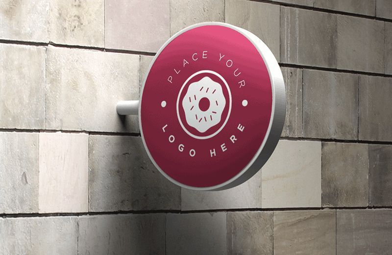 Download Round Wall Sign Mockup Mockup World