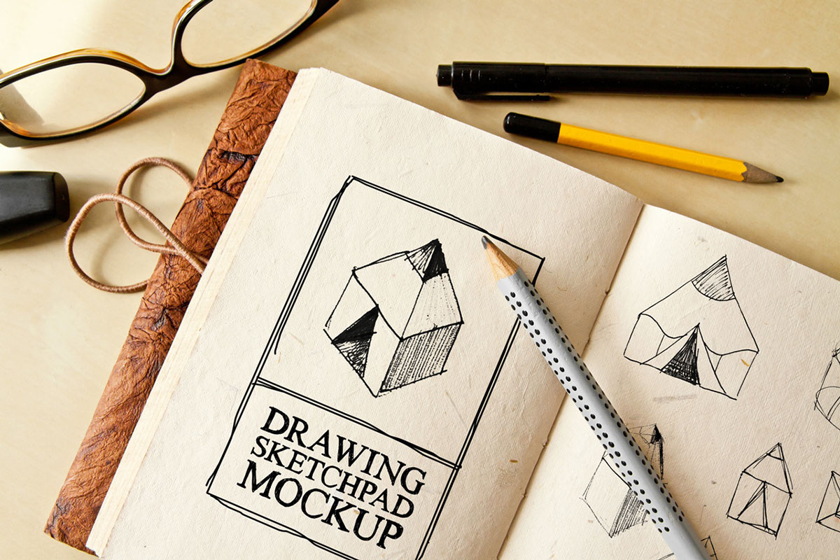 Realistic Sketchbook Mockup Psd  Sketch book Mockup free psd Mockup psd