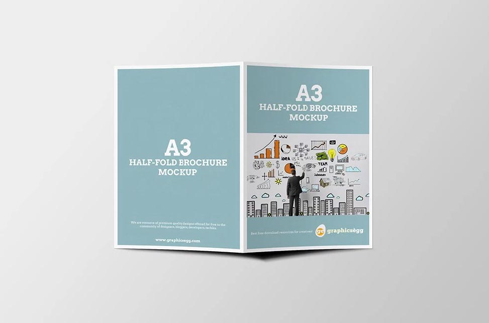 Download A3 Half-Fold Brochure Mockup | Mockup World