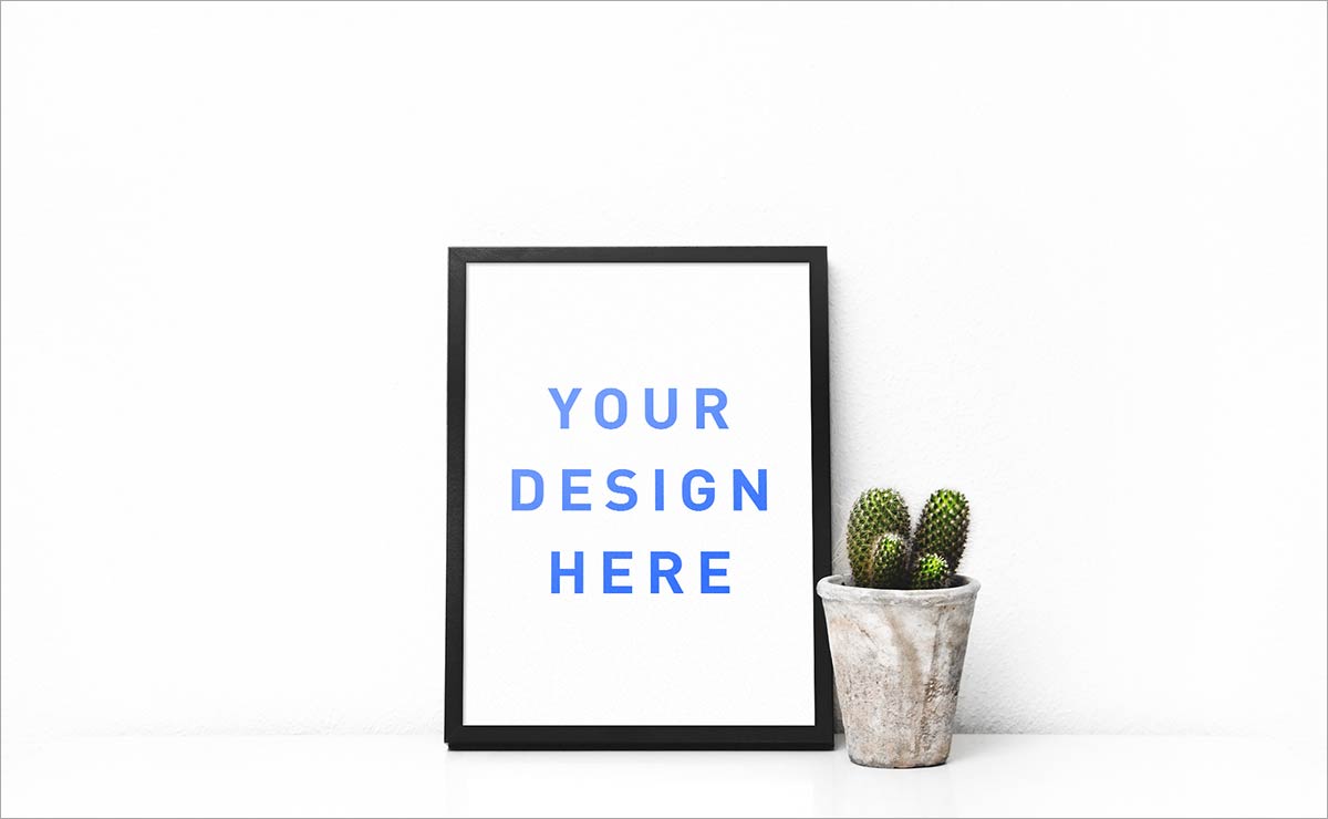 Picture Frame (and Cactus) Mockup | Mockup World