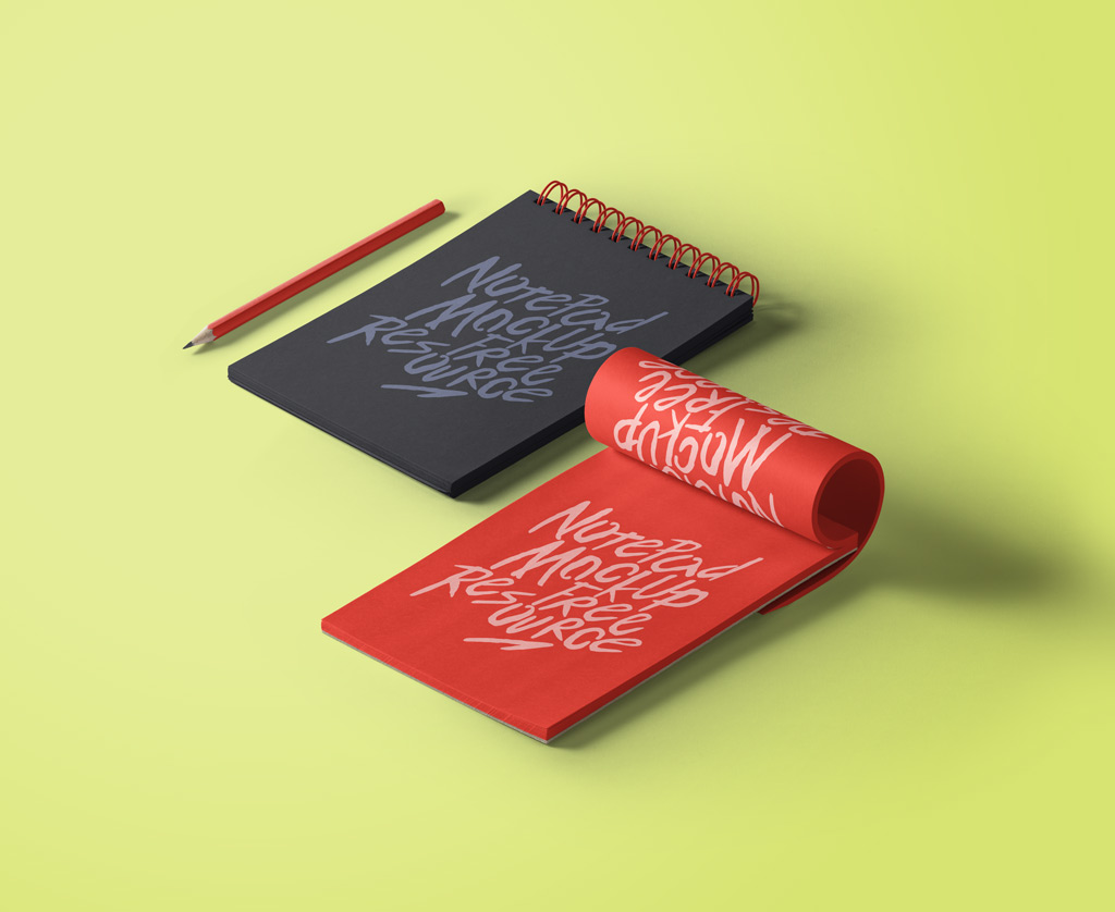 Download Notepads With Pencil Mockup Mockup World