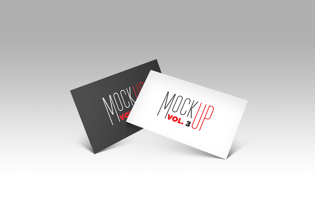 Download Two Floating Business Cards Mockup Mockup World