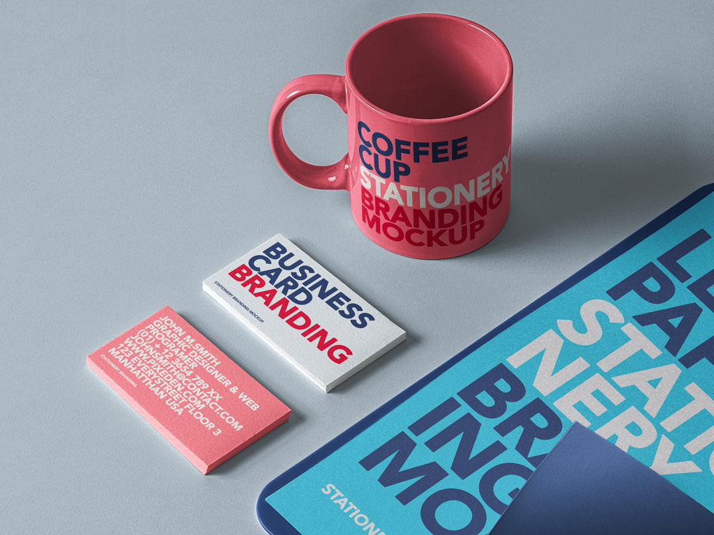 Download Stationery Branding Set with Cup Mockup | Mockup World