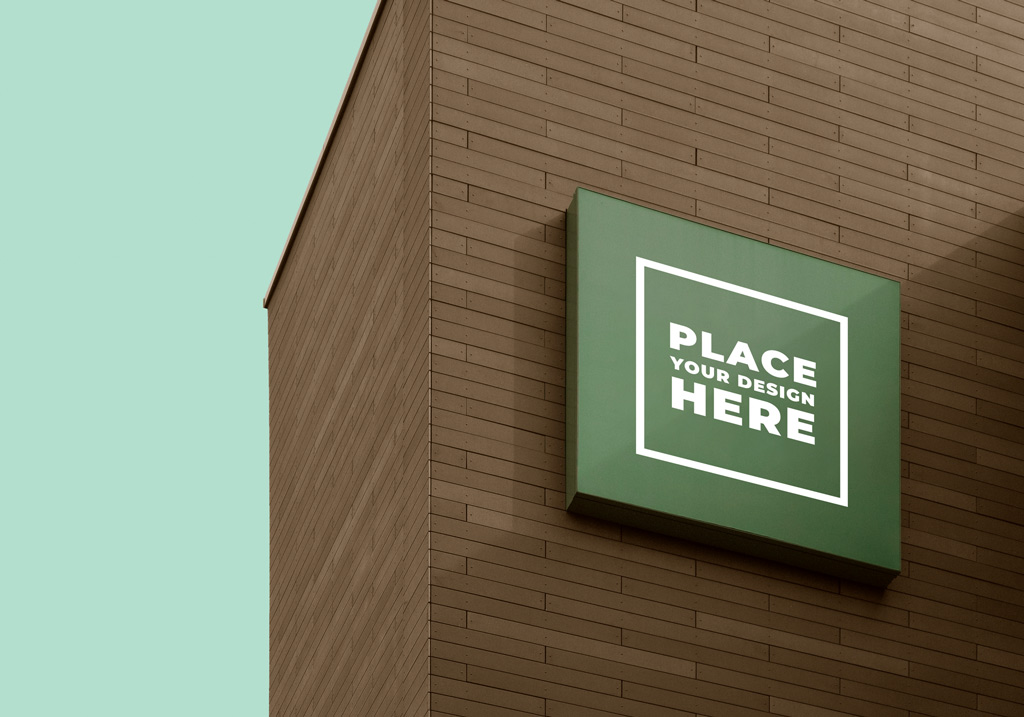 Download Square Building Sign Mockup | Mockup World