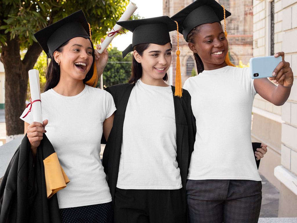 Download Graduation Students wearing T-Shirts Mockup Generator | Mockup World