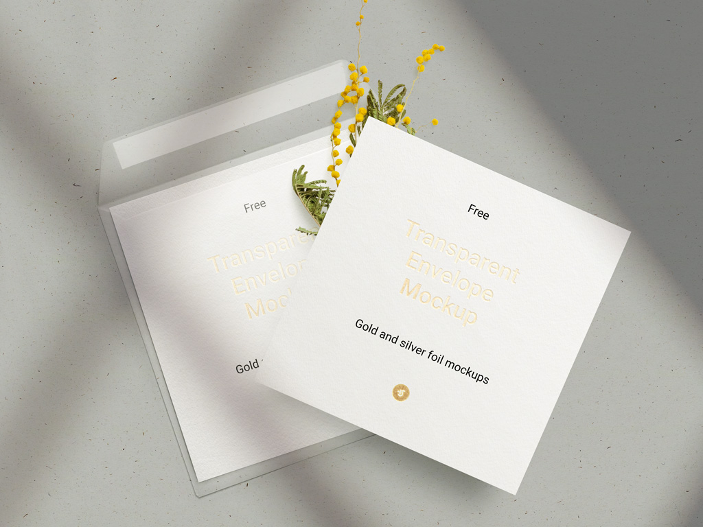 Invitation Card with transparent Envelope Mockup - Mockup World
