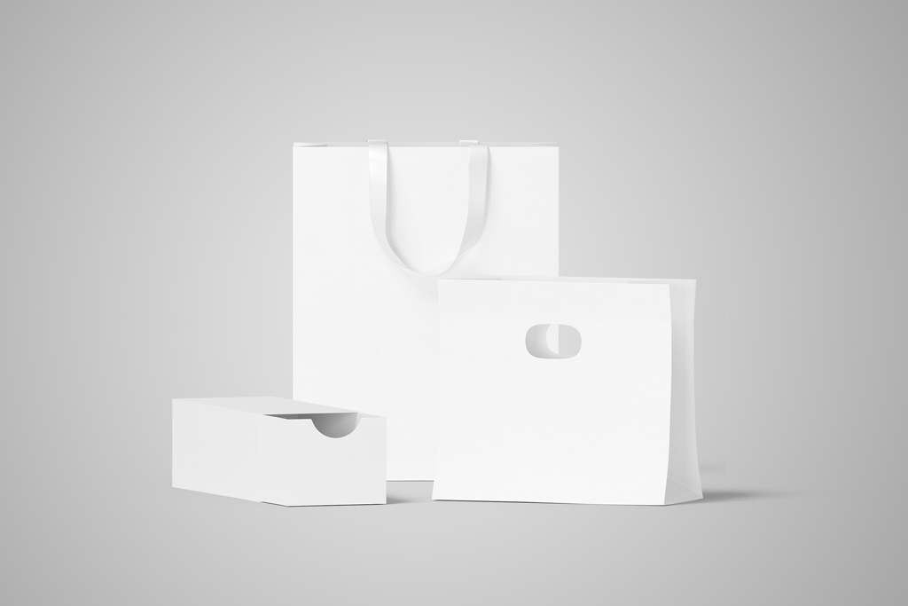 Download Paper Bags and a Box Mockup | Mockup World