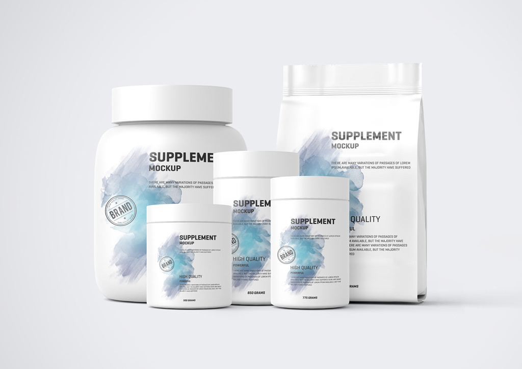 Plastic Protein Supplement Container Mockup Generator - Mediamodifier