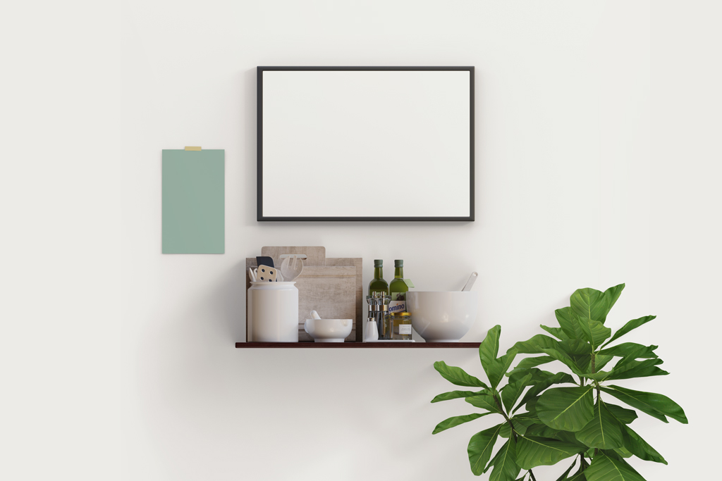 Picture Frame in Kitchen Mockup - Mockup World