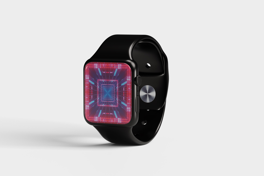 Black Apple Watch with Sport Band Mockup - Mockup World