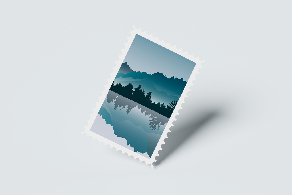 Vertical Postage Stamp Mockup - Mockup World