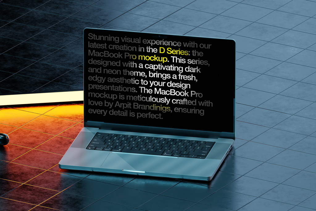 MacBook Pro in futuristic Setting Mockup - Mockup World