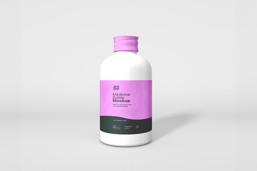 Medicine Bottle with Cap Mockup - Mockup World