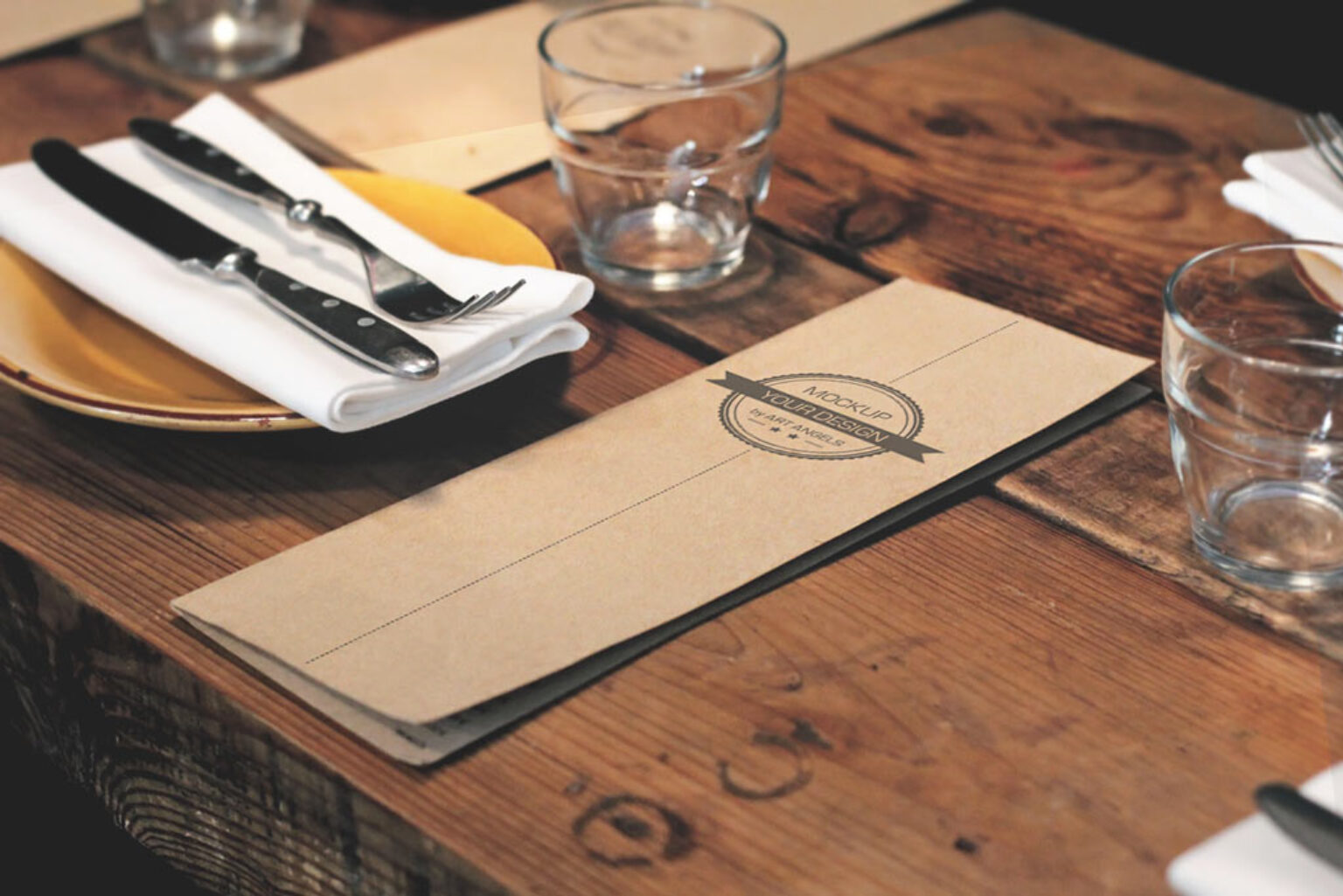 Download Menu Card on Table Mockup | Mockup World