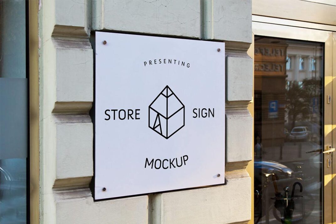 Store Square Sign Mockup - Mockup World