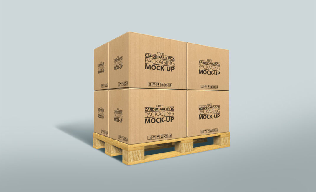 Download Cardboard Boxes on Pallet Mockup | Mockup World