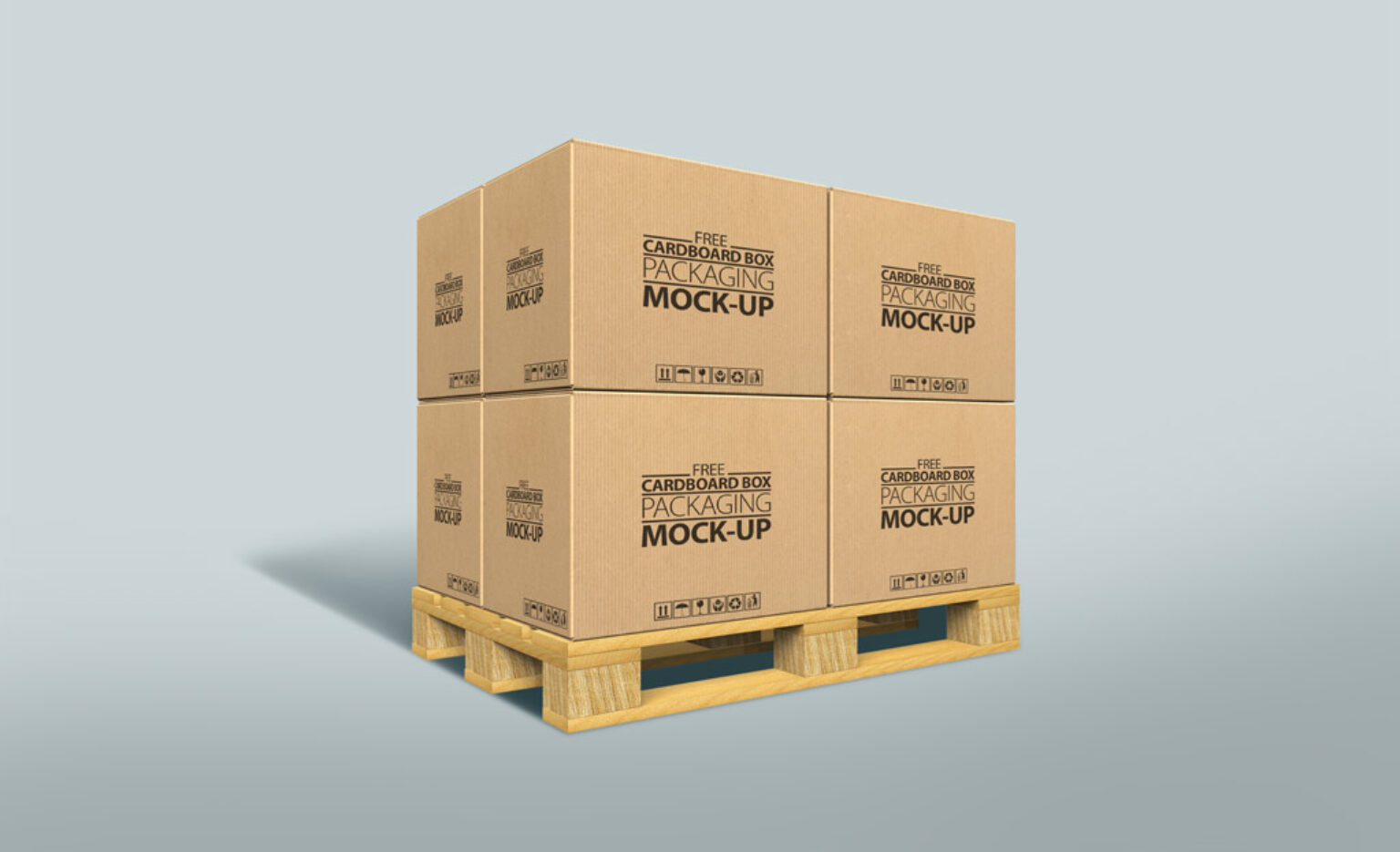 Cardboard Boxes on Pallet Mockup - Mockup World