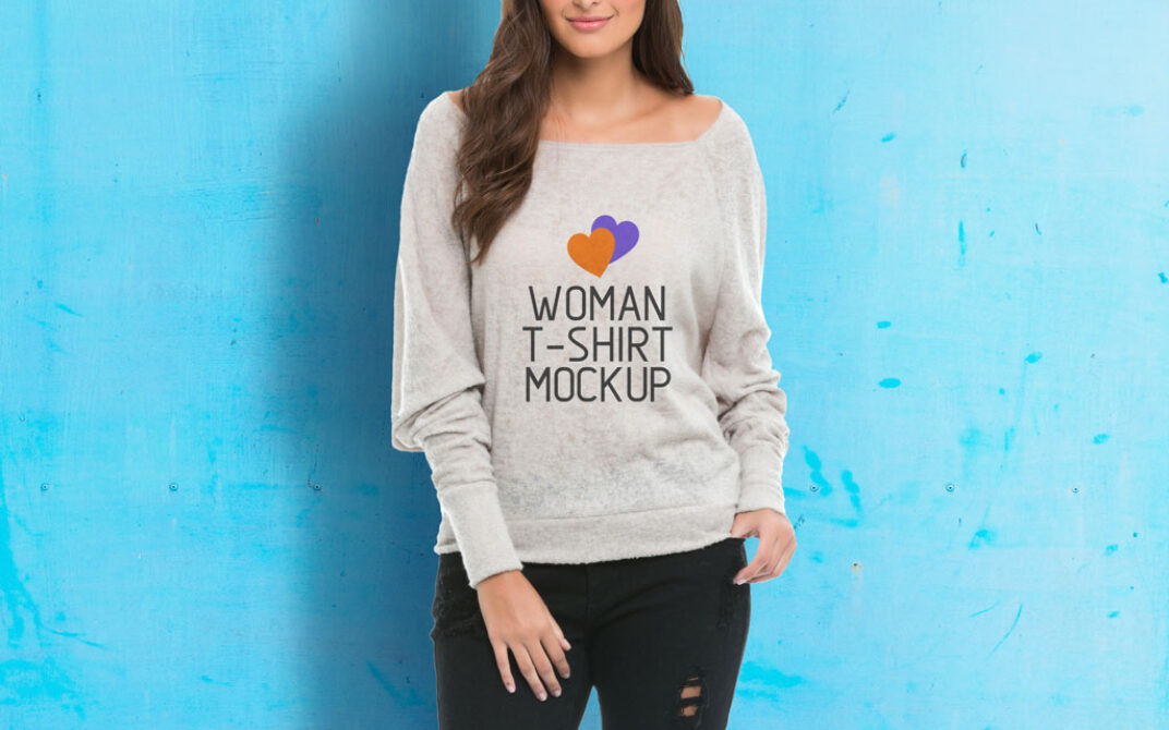 Download Woman wearing Sweater Mockup | Mockup World