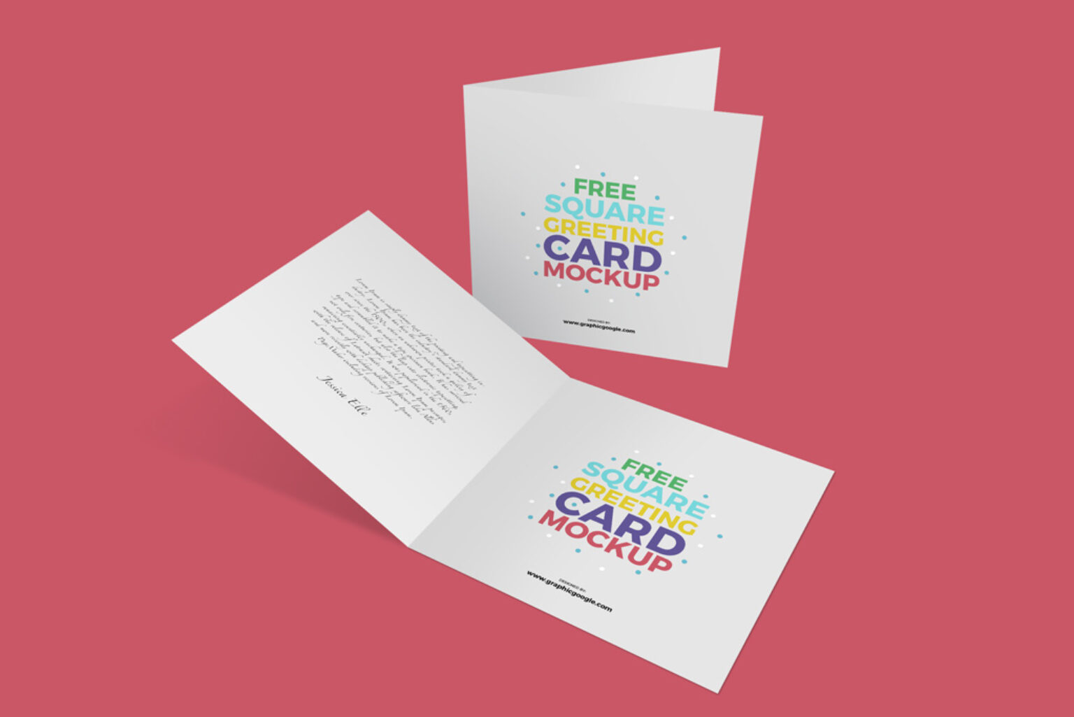 Open and closed Square Greeting Card Mockup - Mockup World