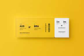 Download Flight Ticket Mockup | Mockup World