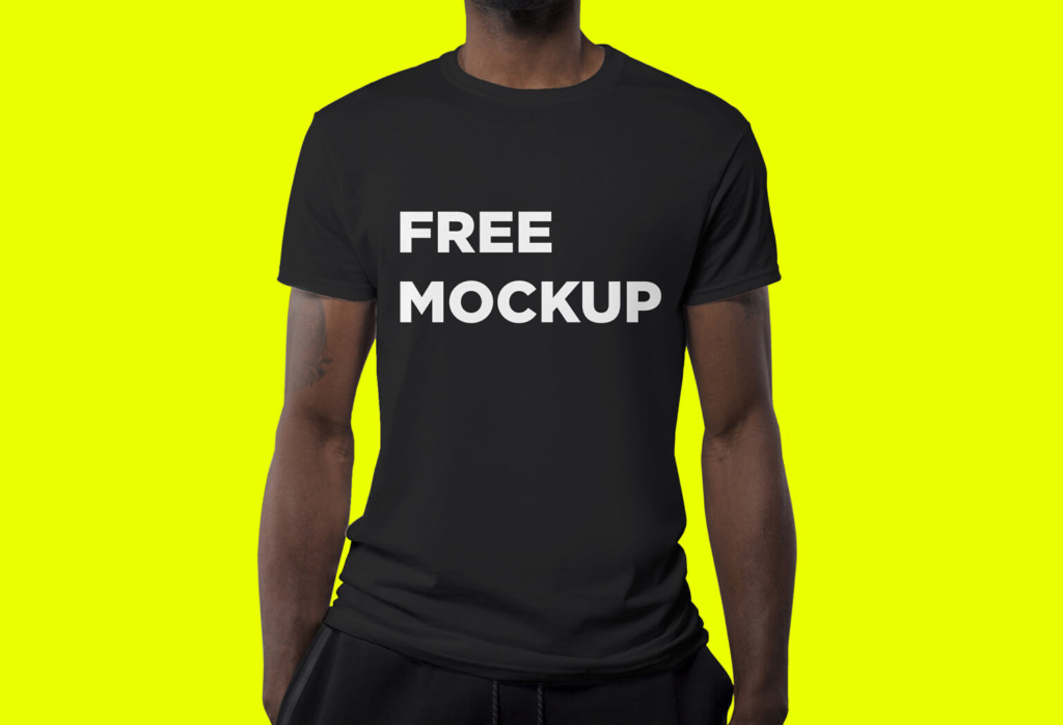 Download Man wearing black T-Shirt Mockup | Mockup World
