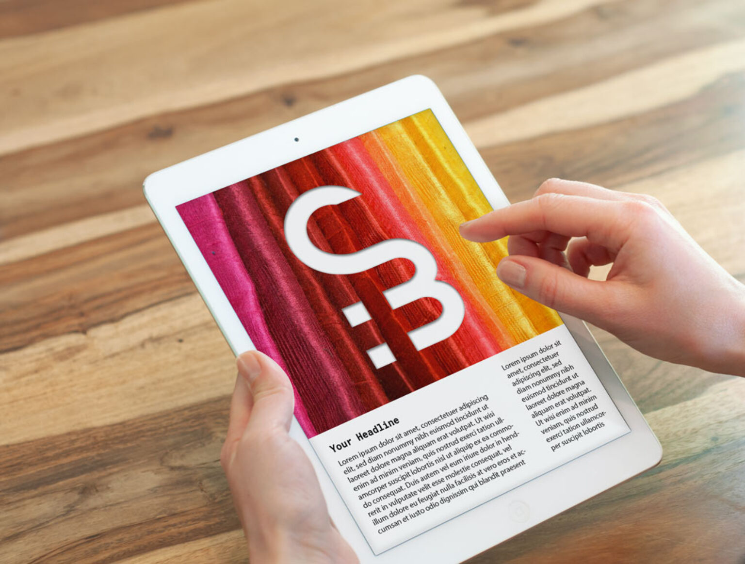 Download White iPad in female Hands Mockup | Mockup World