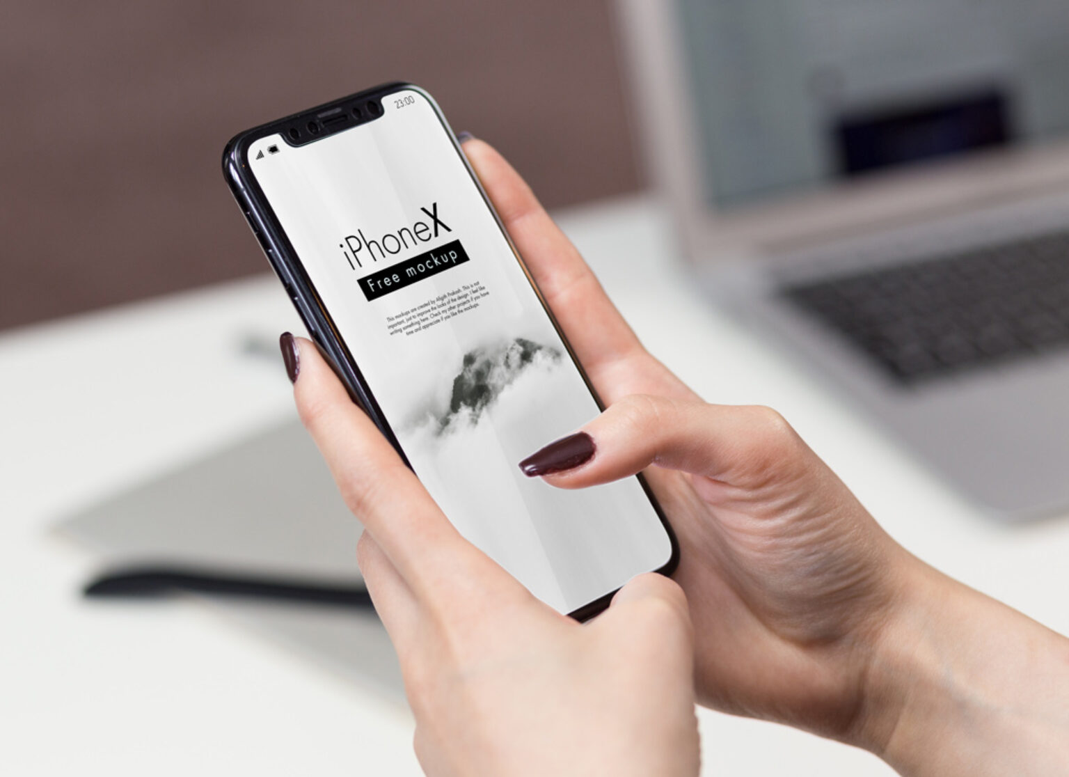 Download iPhone X in Office Mockup Set | Mockup World