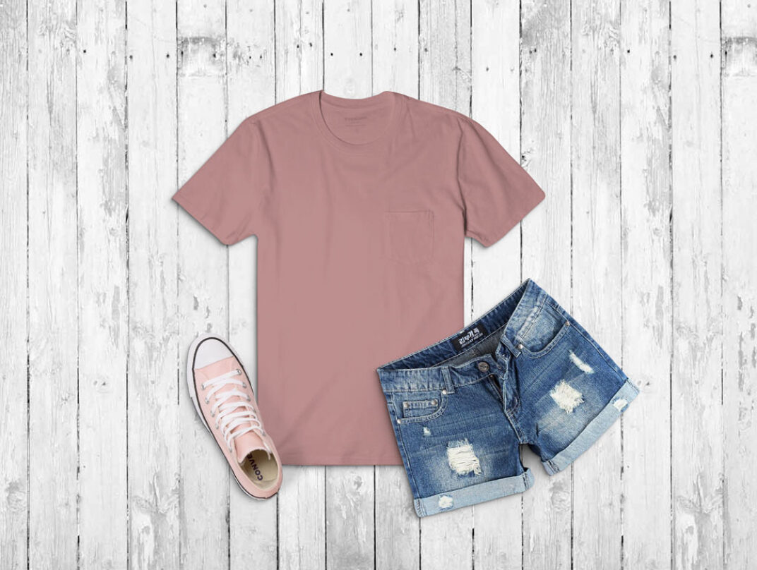 Download T-Shirt with Jeans Shorts Mockup | Mockup World