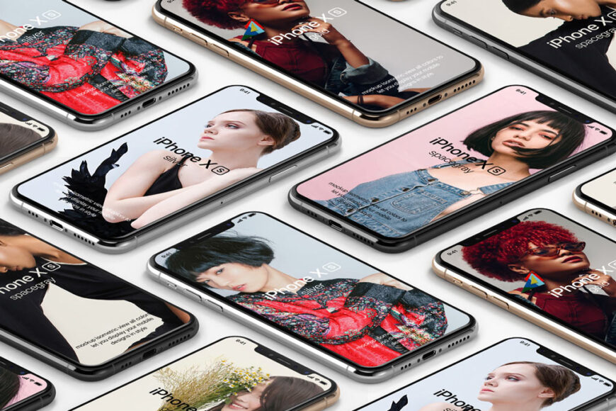 Download Isometric iPhone XS Showcase Mockup | Mockup World