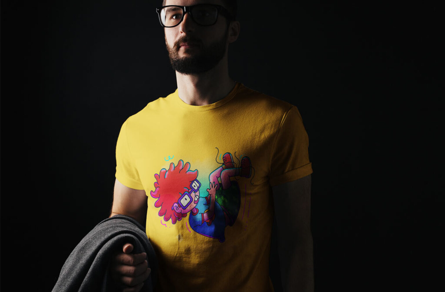 Download Bearded Man wearing T-Shirt Mockup | Mockup World