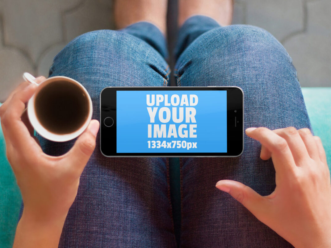 Download iPhone on Knees Mockup Generator | Mockup World