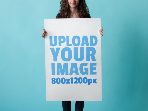 Download Woman holding Poster Mockup Generator | Mockup World