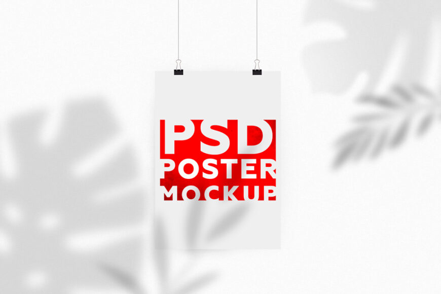 Download Hanging Poster with Shadows Mockup | Mockup World