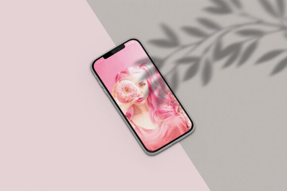 iPhone XS with Shadows Mockup - Mockup World