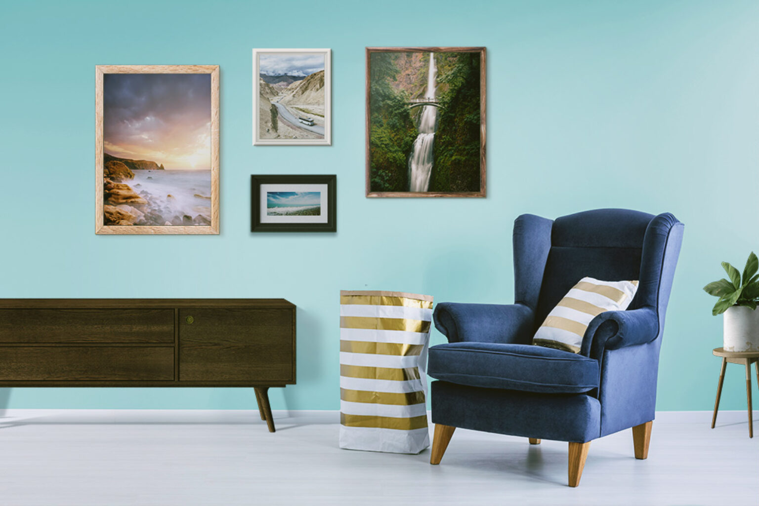 Download Picture Frames in Living Rooms Mockup Bundle | Mockup World