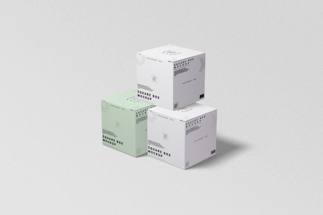 Download Three Square Boxes Mockup | Mockup World