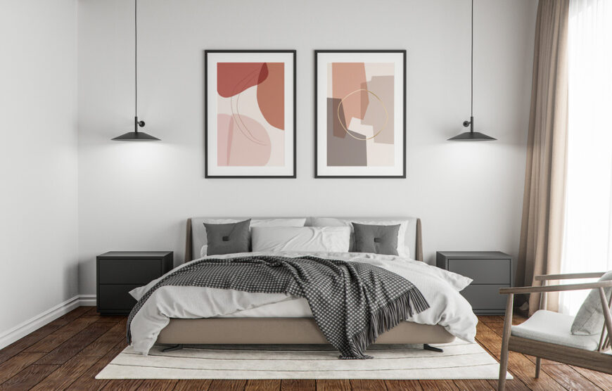 Download Posters in Bedroom Mockup | Mockup World