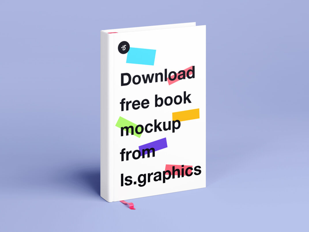 Download Standing Hardcover Book with Bookmark Mockup | Mockup World