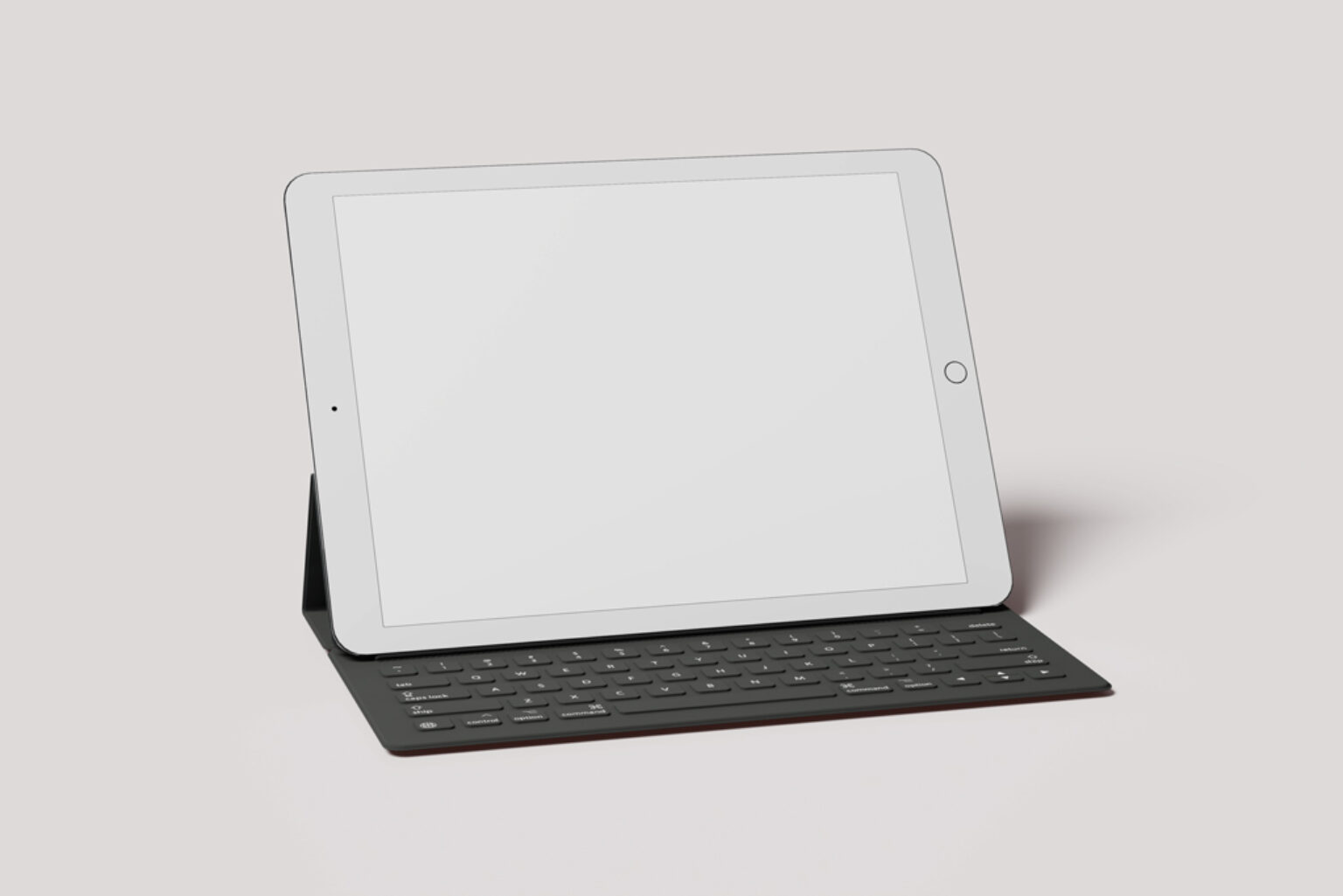 White iPad with Keyboard Mockup - Mockup World