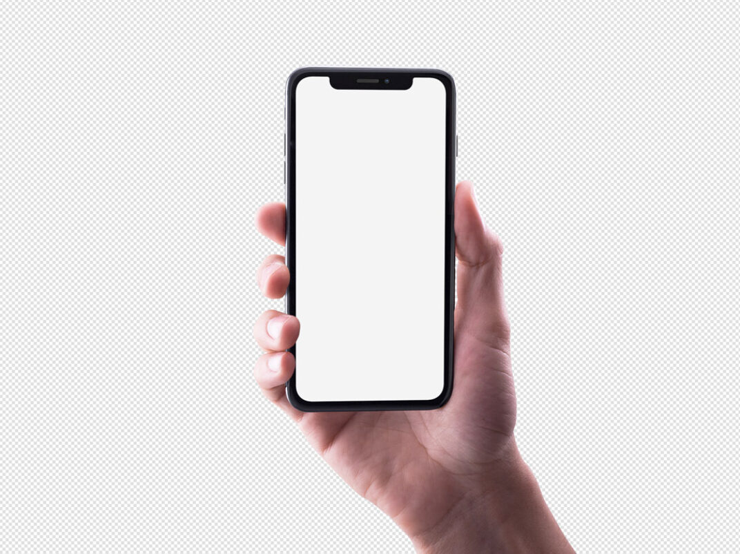 Hand holding iPhone (transparent Background) Mockup Generator - Mockup