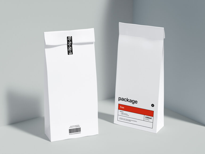 Small Sealed Paper Bags Mockup   Mockup World