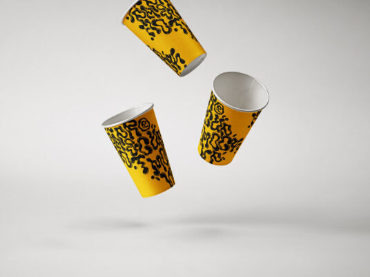 Falling Paper Cups Mockup - Mockup World