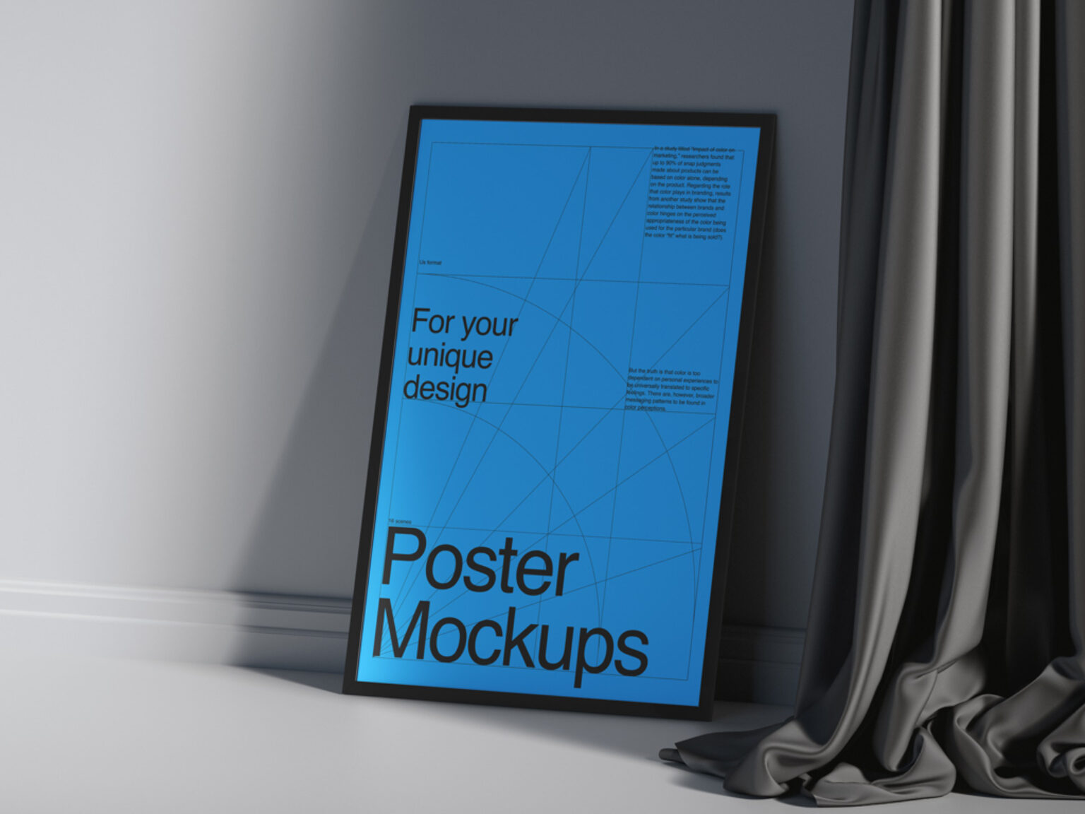 Black vertical Frame leaning against Wall Mockup - Mockup World