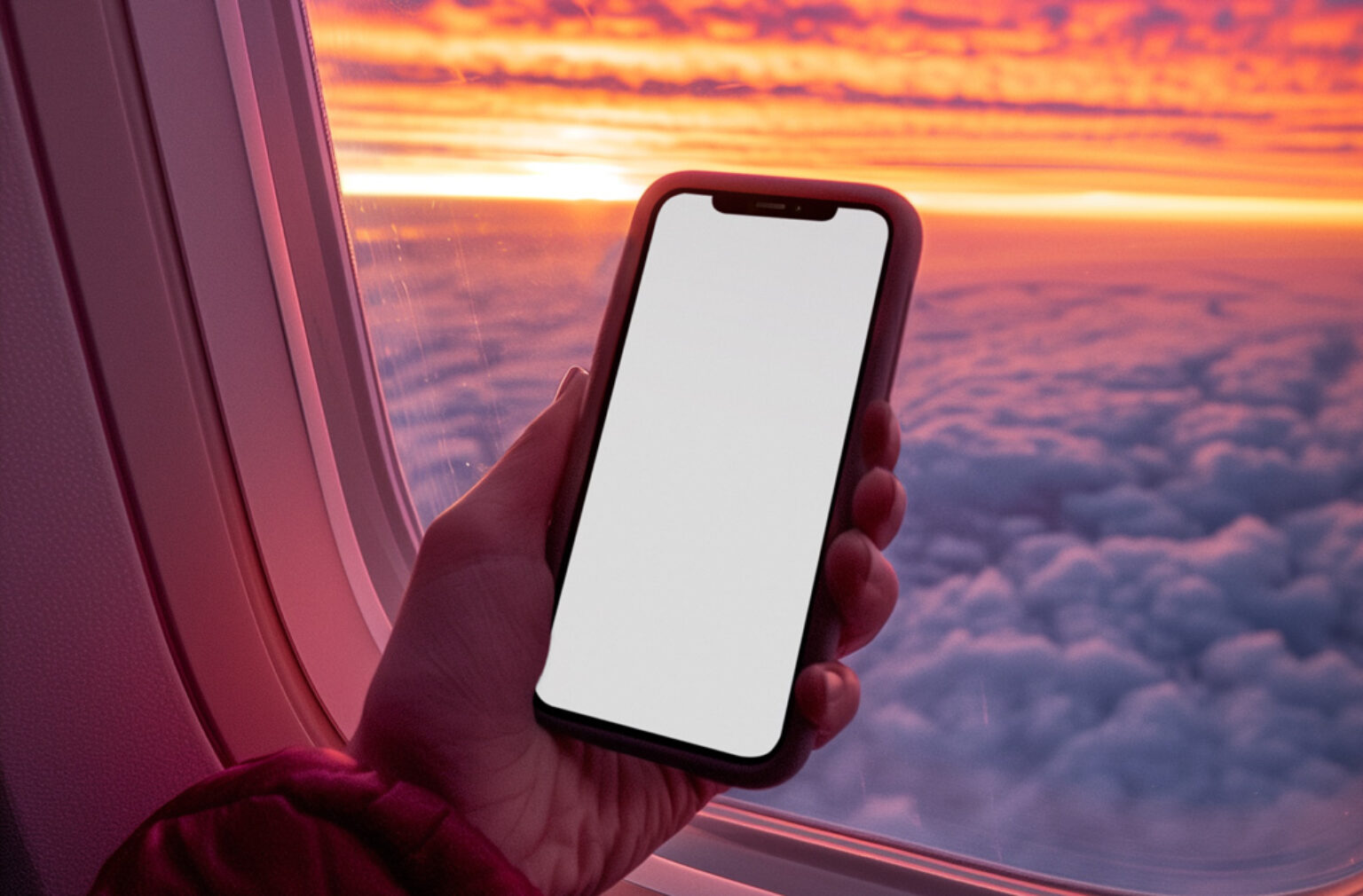 iPhone on Airplane Mockup Generator - Mockup World